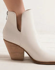 Beast Fashion Pointed Metal-Tip Toe Block Heel Ankle Boots