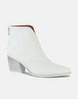 Beast Fashion PU Leather Block Heel Boots with Back Zippers