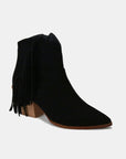 Beast Fashion Suede Fringe Point Toe Ankle Boots