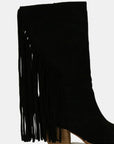 Beast Fashion Suede Fringe Point Toe Boots