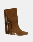 Beast Fashion Suede Fringe Point Toe Boots