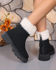 Faux Fur Trim Suede Platform Boots