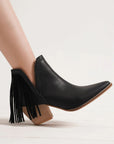 Beast Fashion Fringe Side V-Cut Ankle Booties