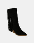 Beast Fashion Suede Fringe Point Toe Boots