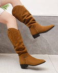 Point Toe Block Heel Boots