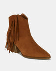 Beast Fashion Suede Fringe Point Toe Ankle Boots