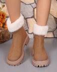 Faux Fur Trim Suede Platform Boots