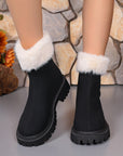 Faux Fur Trim Suede Platform Boots