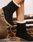 Thermal Fuzzy Block Heel Boots