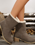 Thermal Fuzzy Block Heel Boots