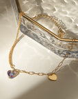 Stainless Steel Synthetic Crystal Heart Anklet Bracelet