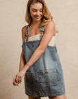 BiBi Washed Adjustable Strap Denim Overall Dress