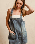 BiBi Washed Adjustable Strap Denim Overall Dress