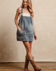 BiBi Washed Adjustable Strap Denim Overall Dress