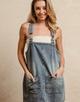 BiBi Washed Adjustable Strap Denim Overall Dress