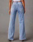 High Waist Straight Jeans with Pockets