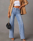 High Waist Straight Jeans with Pockets