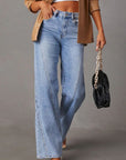 High Waist Straight Jeans with Pockets