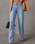 High Waist Straight Jeans with Pockets