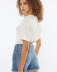 White Smoke Kancan High Rise Frayed Hem Denim Shorts