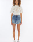 White Smoke Kancan High Rise Frayed Hem Denim Shorts