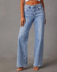 High Waist Straight Jeans with Pockets