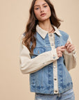 Annie Wear Collared Neck Double Placket Denim Jacket