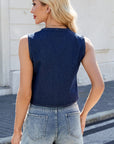 Tied Round Neck Denim Vest