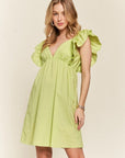 ADORA Smocked Back Ruffled Cap Sleeve Babydoll Dress