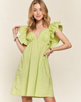 ADORA Smocked Back Ruffled Cap Sleeve Babydoll Dress