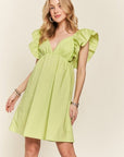 ADORA Smocked Back Ruffled Cap Sleeve Babydoll Dress