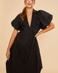 Annie Wear Smocked Puff Sleeve Midi Dress