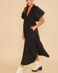 Annie Wear Smocked Puff Sleeve Midi Dress