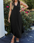 Dark Slate Gray Full Size V-Neck Midi Tank Dress