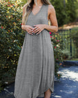 Dark Slate Gray Full Size V-Neck Midi Tank Dress