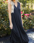 Dark Slate Gray Full Size V-Neck Midi Tank Dress