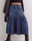 Midi Denim Skirt with Pockets