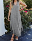 Dark Slate Gray Full Size V-Neck Midi Tank Dress