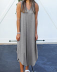 Gray Full Size V-Neck Midi Tank Dress