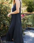 Dark Slate Gray Full Size V-Neck Midi Tank Dress