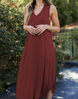 Dark Slate Gray Full Size V-Neck Midi Tank Dress