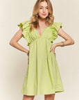 ADORA Smocked Back Ruffled Cap Sleeve Babydoll Dress