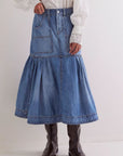 Midi Denim Skirt with Pockets