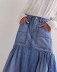 Midi Denim Skirt with Pockets