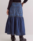 Midi Denim Skirt with Pockets