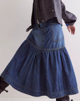 Midi Denim Skirt with Pockets