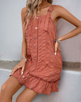 Perfee Texture Square Neck Wide Strap Mini Dress