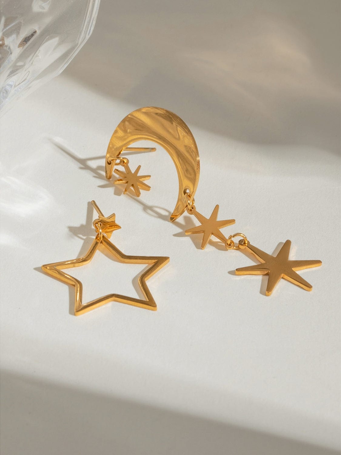 18K Gold-Plated Moon &amp; Star Dangle Earrings