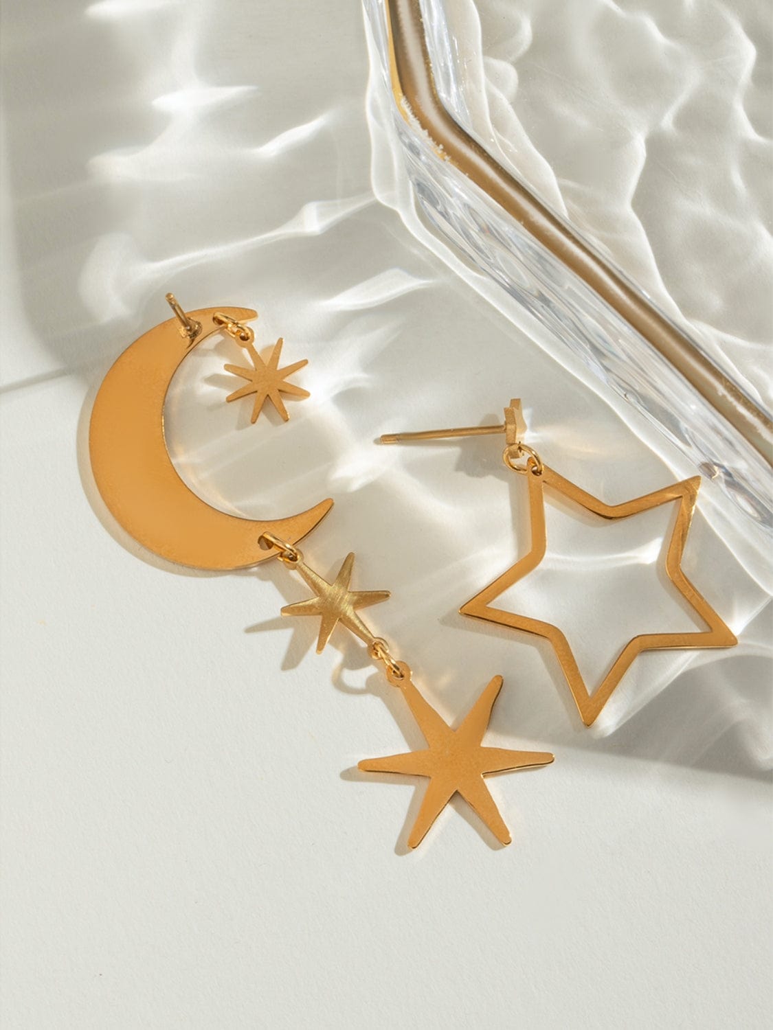 18K Gold-Plated Moon &amp; Star Dangle Earrings