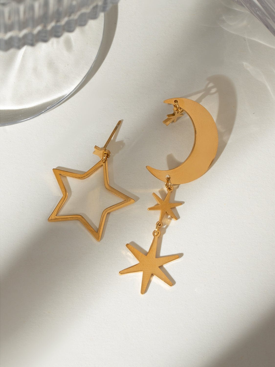 18K Gold-Plated Moon &amp; Star Dangle Earrings